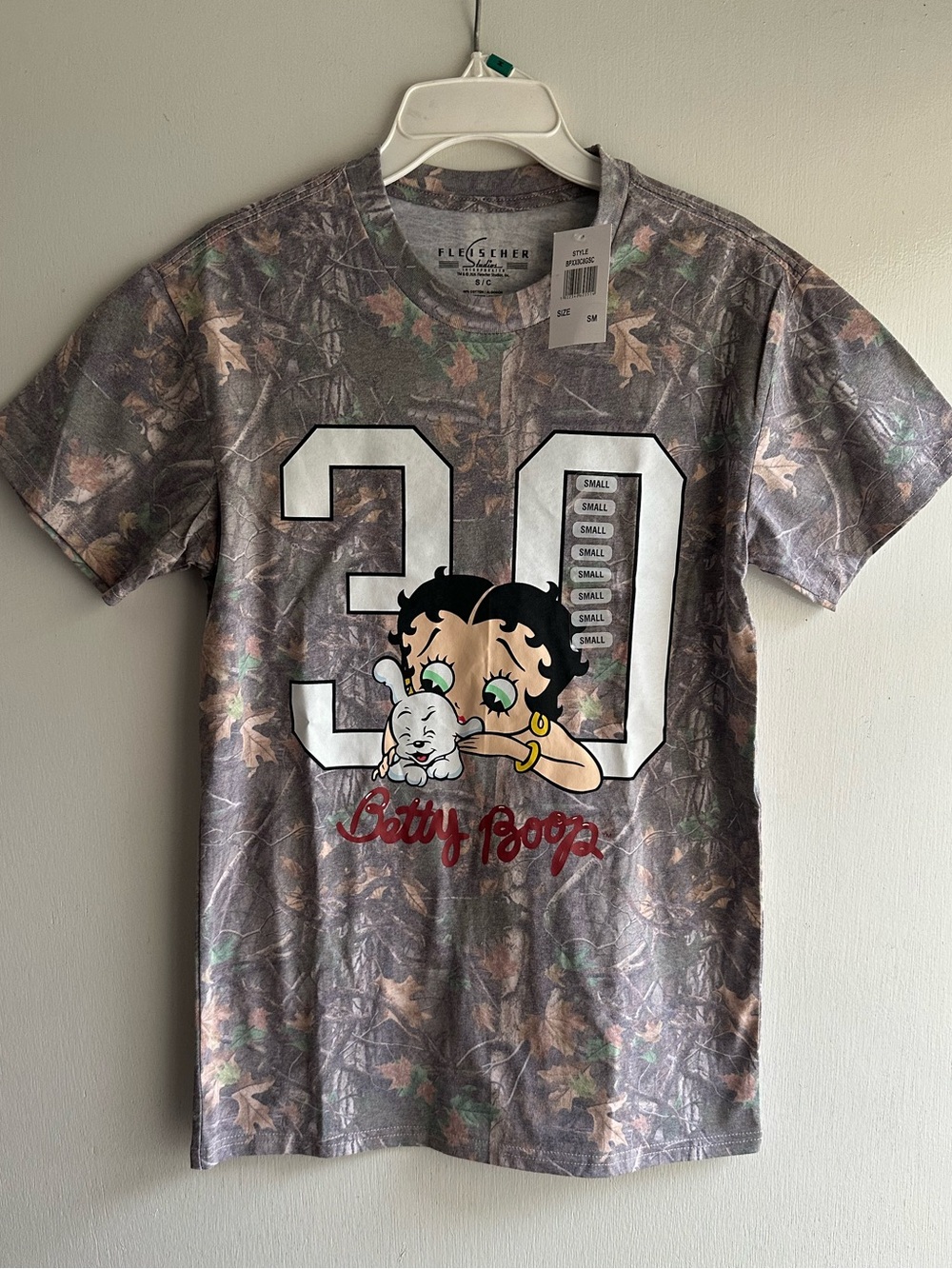 Betty Boop Camo Graphic Tee NWT Small Fleischer Studios Women's Shirt